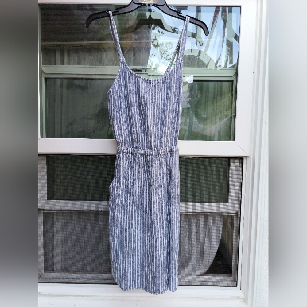 Old Navy 100% Cotton Blue And White Striped Dress